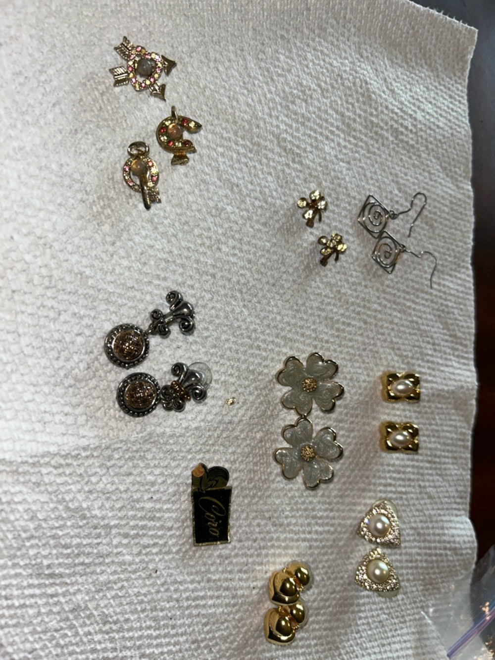Mixed Lot of Vintage Gold & Silver Tone Earrings - Floral, Pearl, Hoop Styles